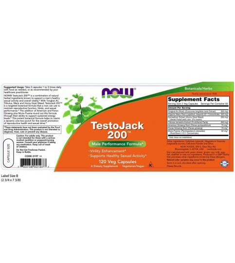 NOW Supplements, TestoJack 200, 120 Veg Capsules