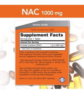 NOW Foods Supplements, NAC 1,000 Mg, 120 Tablets