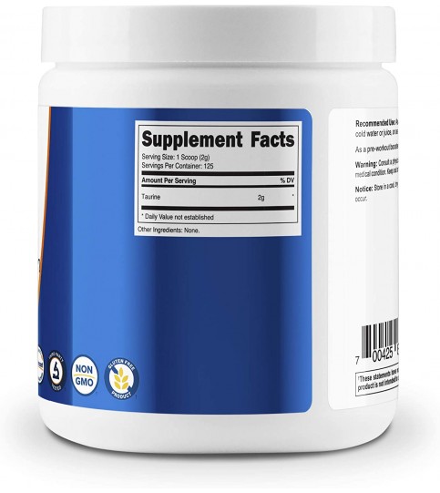 Nutricost Taurine Powder 250 Grams - 125 Servings, 2000mg