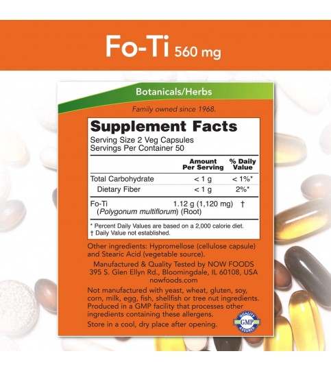 NOW Supplements, Fo-Ti (Ho Shou Wu) 560 mg, 100 Veg Capsules