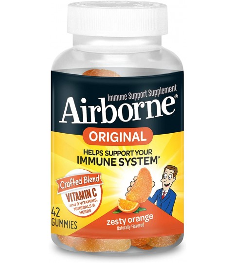 Airborne Orange Flavored Gummies,1000mg, 42 gummies