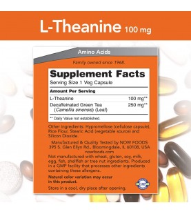 NOW Supplements, L-Theanine 100 mg, 90 Veg Capsules