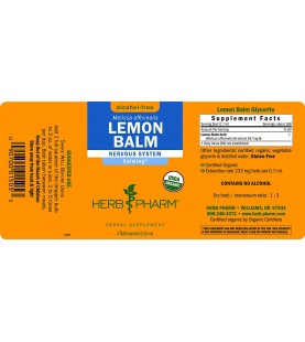 Herb Pharm Certified Organic Lemon Balm, 4 Ounce