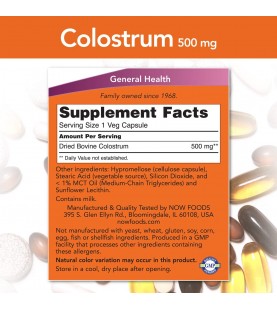 NOW Supplements, Colostrum 500 mg, 120 Veg Capsules