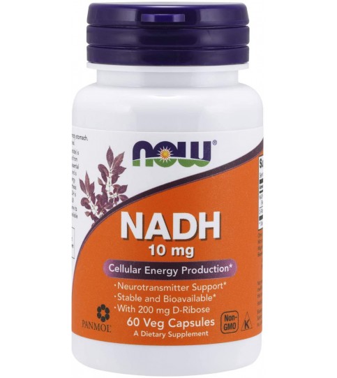 NOW Supplements, NADH, 10 mg with 200 mg, 60 Capsules