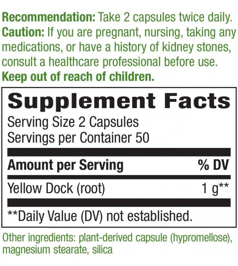 Nature's Way Yellow Dock Root, 100 capsules