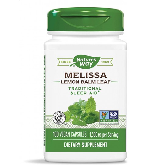 Nature's Way Premium Herbal Melissa Lemon Balm Leaf, 1,500 mg, 100 Capsules