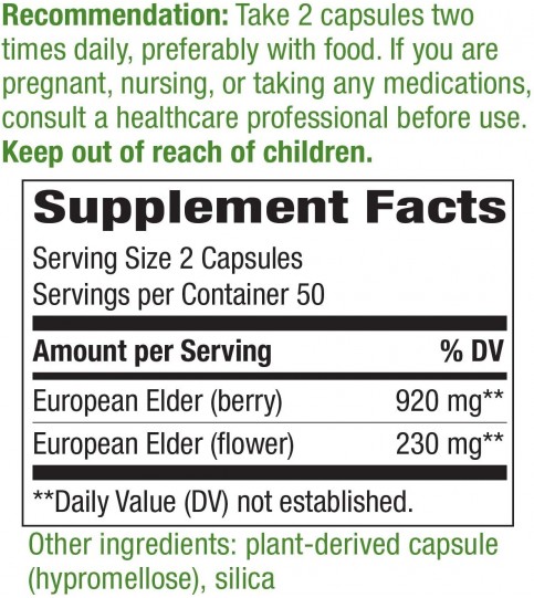 Nature's Way Black Elderberry Capsules, 1,150 mg, 100-Count