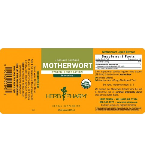 Herb Pharm Certified Organic Motherwort Liquid - 4 Ounce