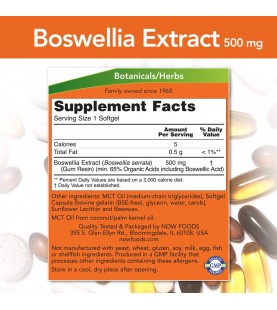 NOW Supplements, Boswellia Extract 500 mg, 90 Softgels