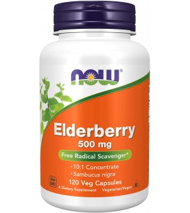 NOW Supplements, Elderberry 500 mg, 10:1 Concentrate, 120 Veg Capsules