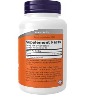 NOW Supplements, Glycine 1,000 mg, 100 Veg Capsules