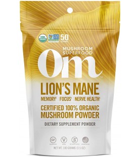Om Organic Mushroom Superfood Powder, Lions Mane, 3.5 Ounce (50 Servings)