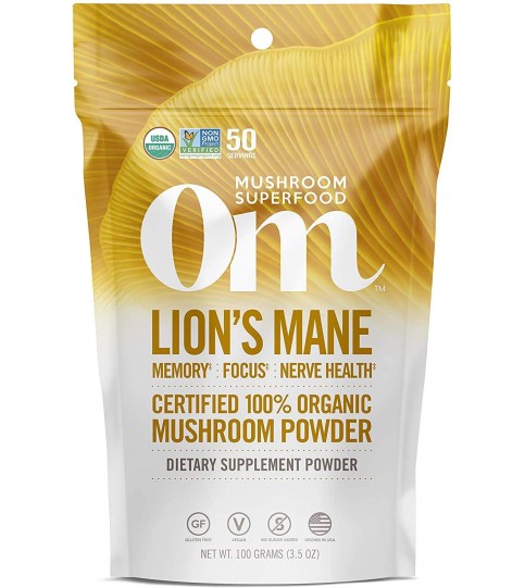 Om Organic Mushroom Superfood Powder, Lions Mane, 3.5 Ounce (50 Servings)