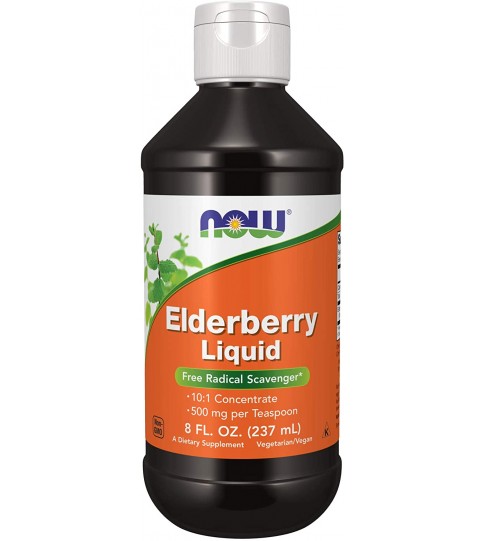 NOW Supplements, Elderberry Liquid 500 mg, 10:1 Concentrate, 8-Ounce