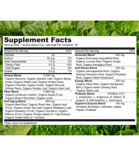 NATURELO Raw Greens Superfood Powder - 30 Servings