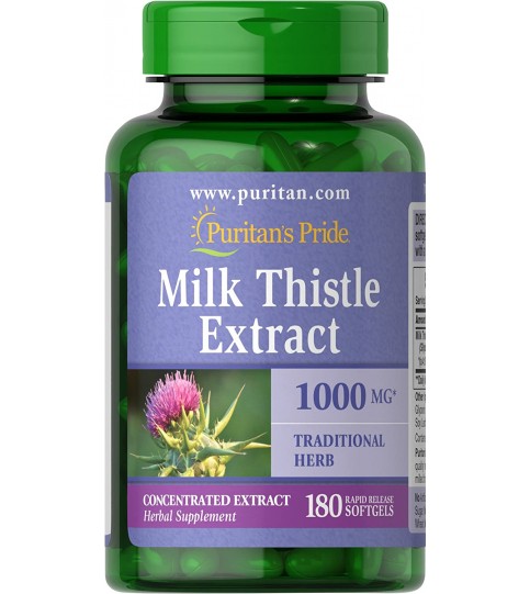 Puritans Pride Milk Thistle 4:1 Extract 1000 Mg Softgels, 180 Count