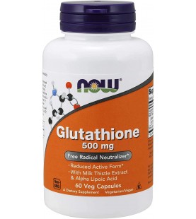 NOW Supplements, Glutathione 500 mg, With Milk Thistle Extract & Alpha Lipoic Acid, 60 Veg Capsules