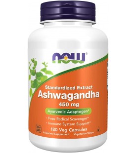 NOW Supplements, Ashwagandha 450 mg, 180 Veg Capsules