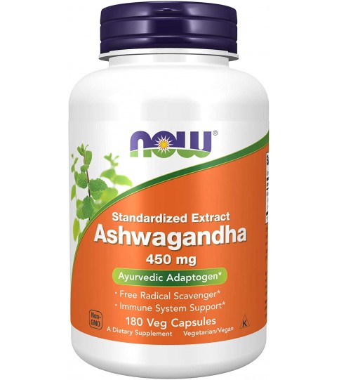 NOW Supplements, Ashwagandha 450 mg, 180 Veg Capsules