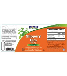 NOW Supplements, Slippery Elm 400 mg, 100 Veg Capsules