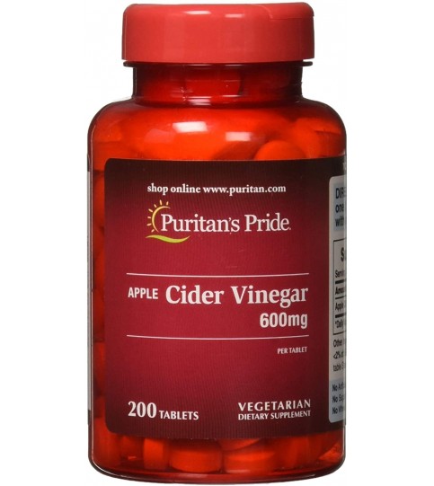 Puritans Pride Apple Cider Vinegar 600 mg Tablets, 200 Count