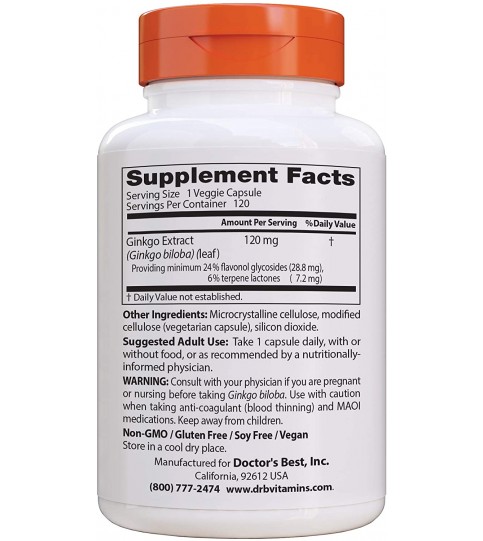 Doctor's Best Extra Strength Ginkgo, 120 mg, 120 Count