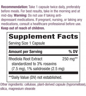 Nature's Way Premium Extract Rhodiola Energy, 250 mg, 60 Capsules