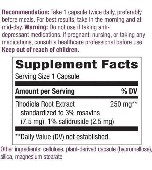 Nature's Way Premium Extract Rhodiola Energy, 250 mg, 60 Capsules