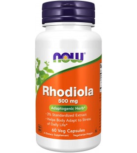 NOW Supplements, Rhodiola 500 mg, 60 Veg Capsules