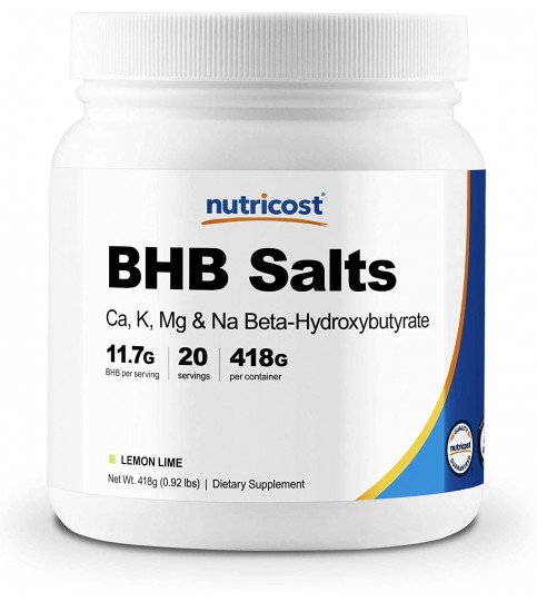 Nutricost Exogenous Ketone Salts (BHB) Lemon-Lime 20 Servings 