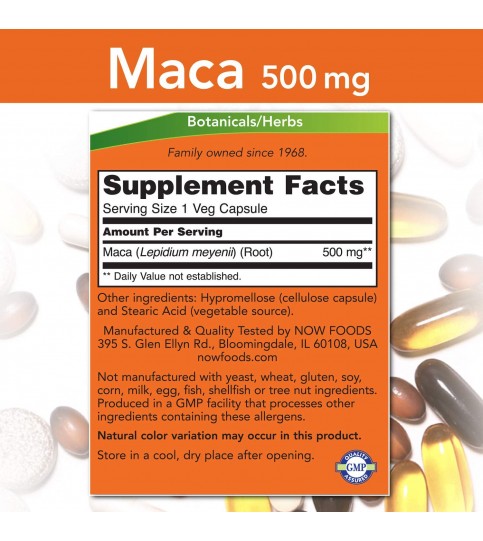 NOW Supplements, Maca 500 mg, 100 Veg Capsules