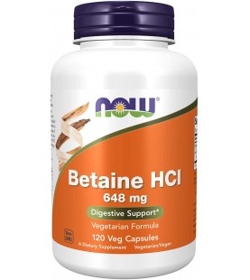 NOW Supplements, Betaine HCl 648 mg, 120 Veg Capsules