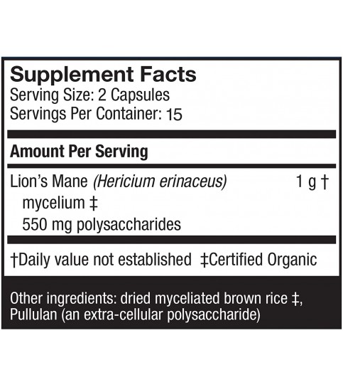 Host Defense, Lion's Mane Capsules, Focus and Memory, 30 Capsules (15 Servings)