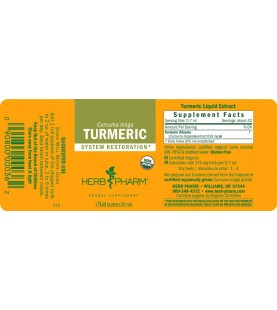 Herb Pharm Certified Organic Turmeric Root Liquid Extract 1 Ounce