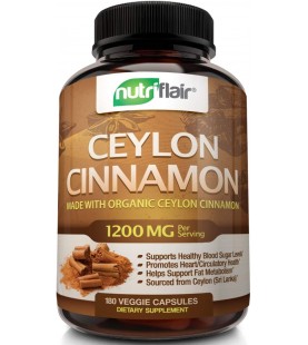 NutriFlair Ceylon Cinnamon 1200mg per Serving, 180 Capsules 
