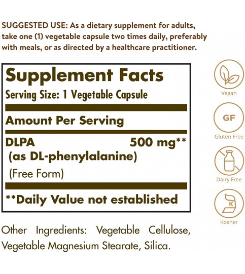 Solgar – DLPA 500 mg, 100 Vegetable Capsules