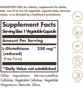 Solgar – Reduced L-Glutathione 250 mg, 60 Capsules