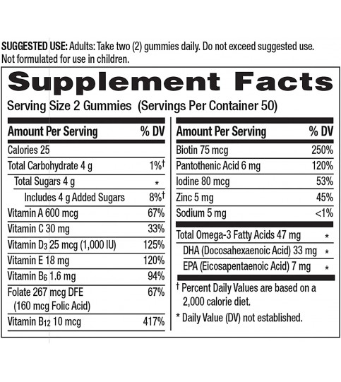 Centrum MultiGummies Omega 3 Multivitamin for Adults - 100 Count