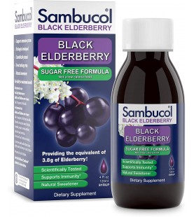 Sambucol Black Elderberry Syrup, Sugar Free Formula, 4 Ounce Bottle