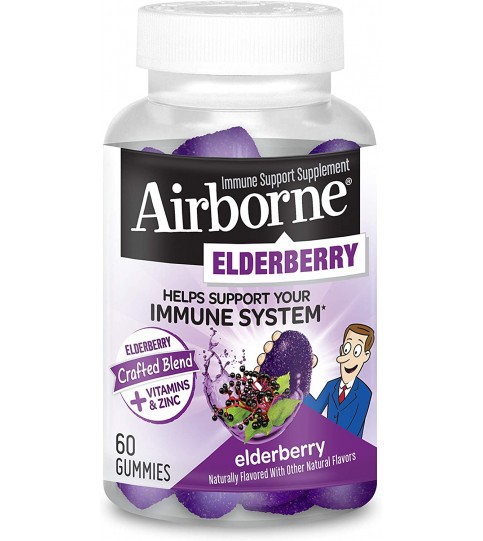 Elderberry + Vitamins & Zinc Crafted Blend Gummies, Airborne - 60 Count