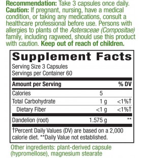 Nature's Way Dandelion Root, 1,575 mg per Serving, 180 Count