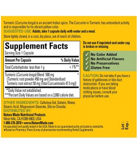 Nature Made Turmeric 500 mg Capsules, 60 Count for Antioxidant Support†