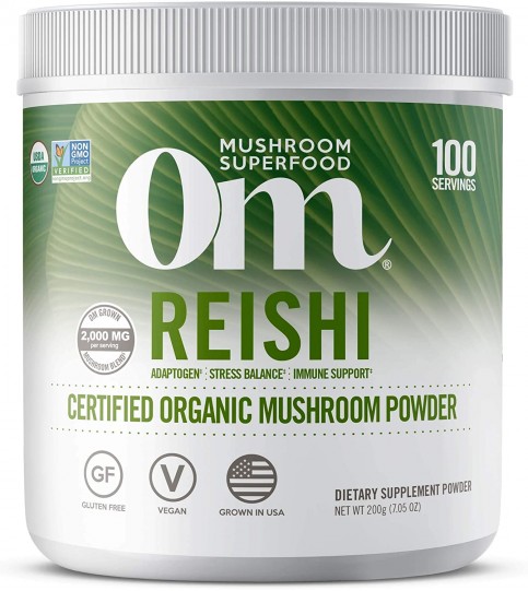 Om Organic Mushroom Superfood Powder, Reishi, 7.05 Ounce,100 Servings