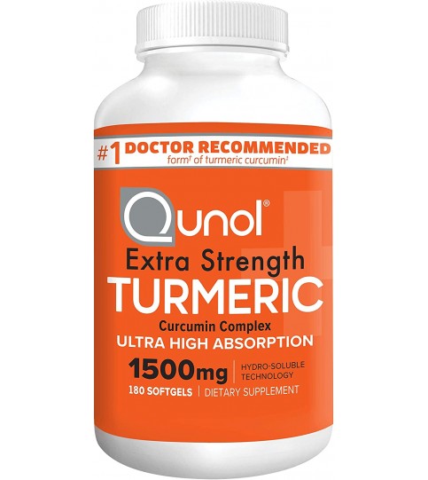 Turmeric Curcumin Softgels, Qunol with Ultra High Absorption 1500mg, 180 Softgels