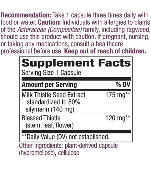 Nature's Way Premium Extract Standardized Milk Thistle, 60 Capsules