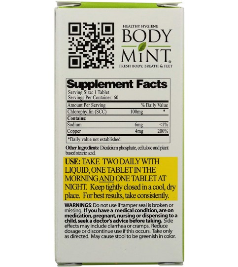 BodyMint, Fresh body, Breath and Feet - 60 Count Bottle