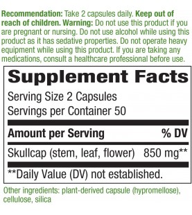 Nature's Way Scullcap Herb, 850 mg, 100 Capsules