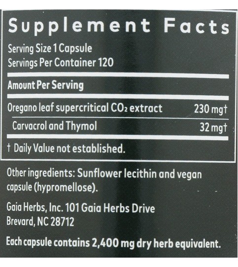 Gaia Herbs Oil of Oregano, Vegan Liquid Capsules, 120 Count