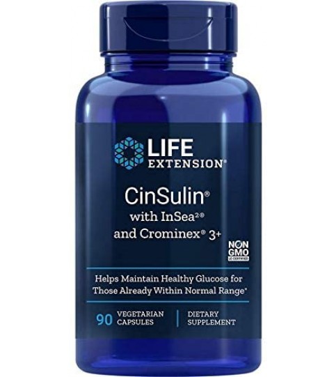 Life Extension CinSulin with InSea2 and Crominex 3+, 90 Capsules